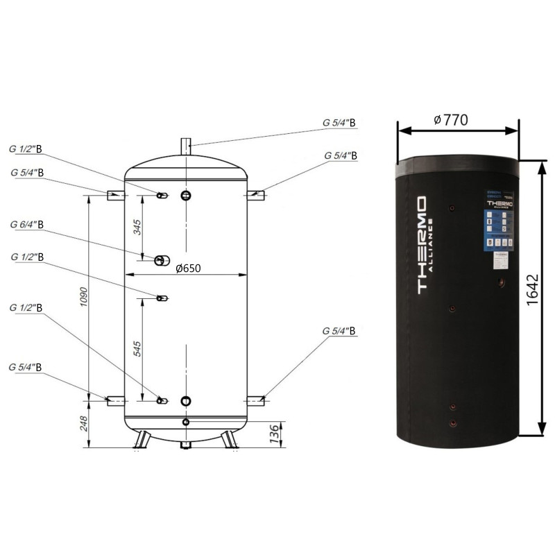 Теплоаккумулятор Thermo Alliance TA-ТАМ-00 500 с изоляцией 60 мм SD00047693