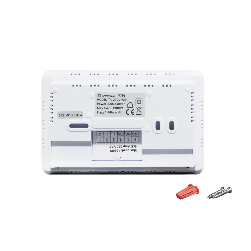Thermo Alliance Тижневий програмований термостат ТА-2701WiFi сенсорний з WiFi (TA2701WIFI)
