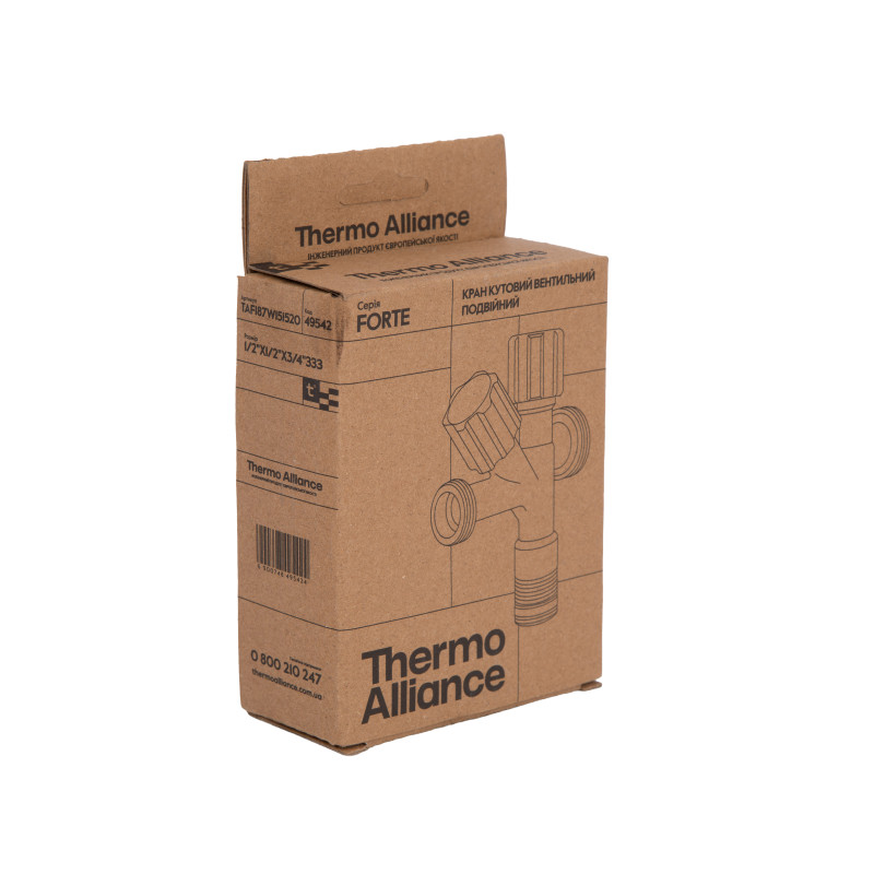 Кран кутовий подвійний Thermo Alliance Forte 1/2
