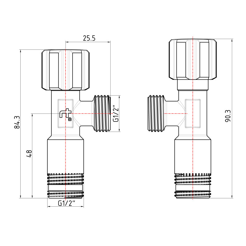 Кран кутовий Thermo Alliance Forte 1/2