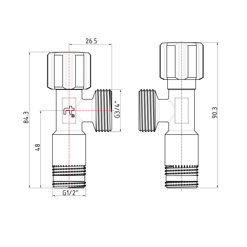 Кран кутовий Thermo Alliance Forte 1/2