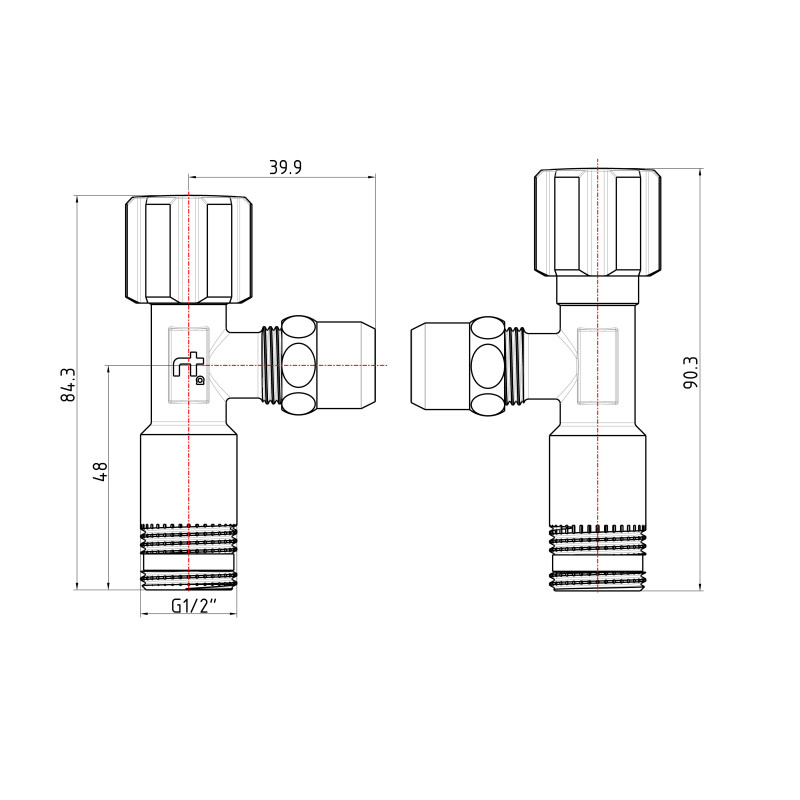 Кран кутовий Thermo Alliance Forte 1/2