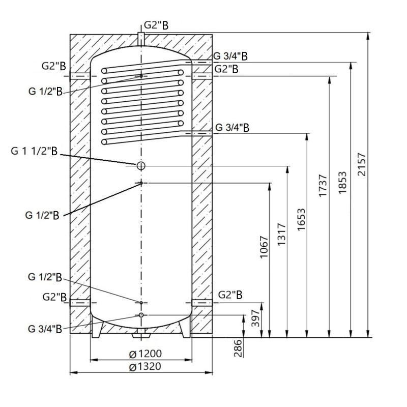 Теплоакумулятор Thermo Alliance TAI-10 2000 з теплообмінником 1,4 кв. м з ізоляцією 60 мм SD00046646