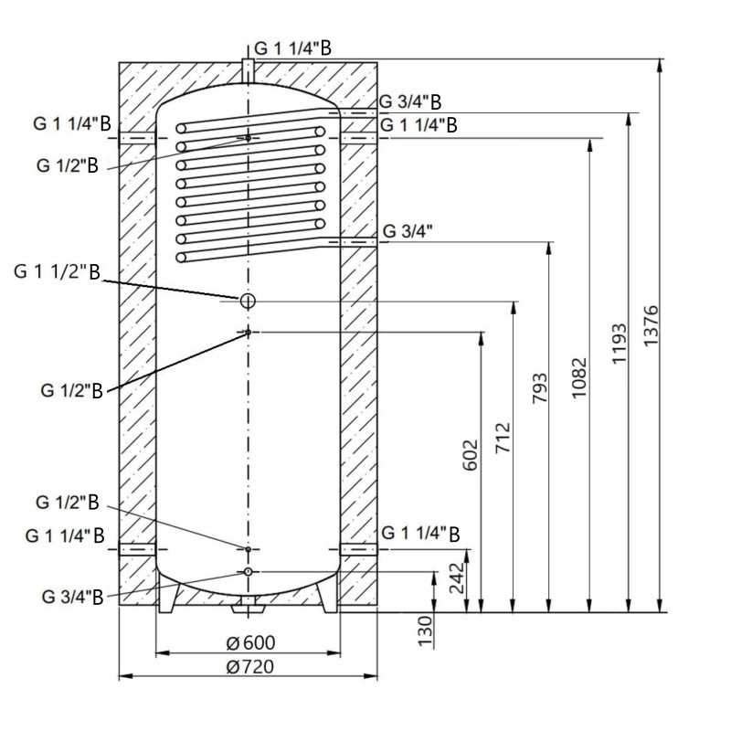 Теплоакумулятор Thermo Alliance TAI-10 350 з теплообмінником 1,4 кв. м з ізоляцією 60 мм SD00044719