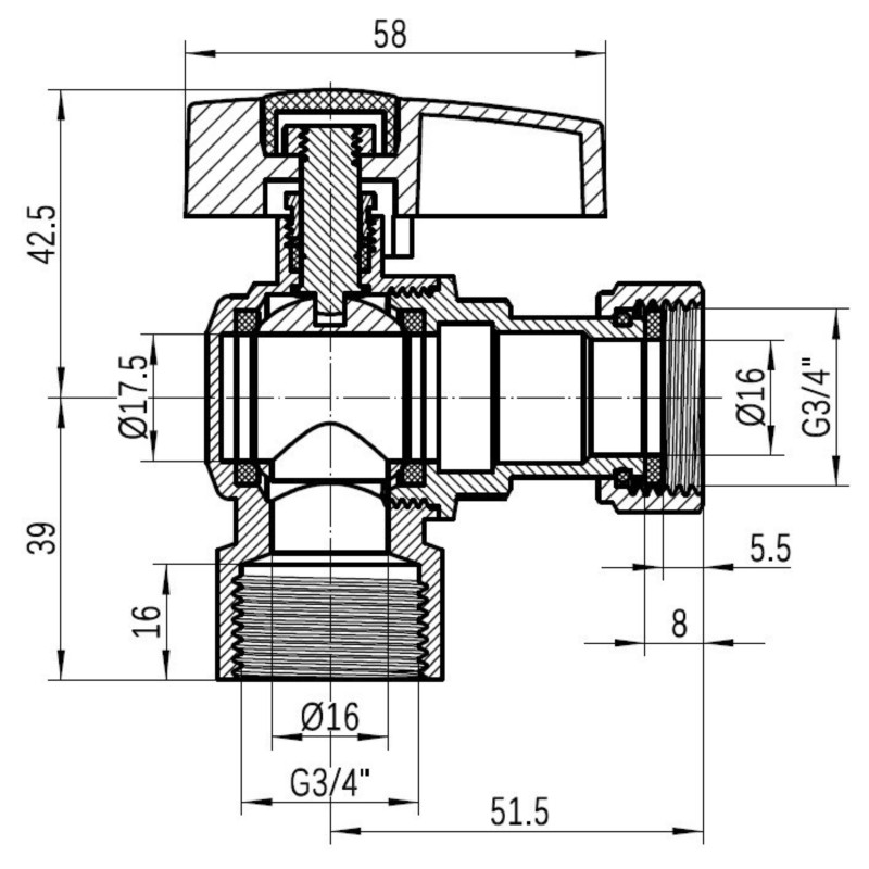 Кран кульовий Thermo Alliance Standart 3/4