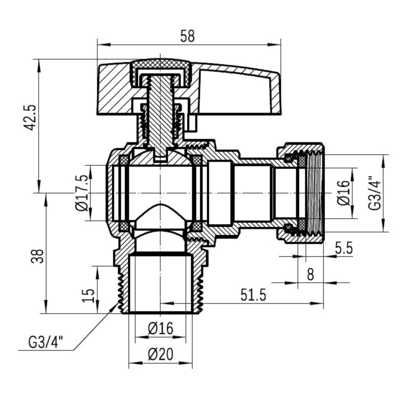 Кран кульовий Thermo Alliance Standart 3/4