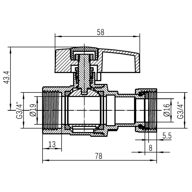 Кран кульовий Thermo Alliance Standart 3/4