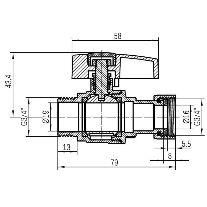 Кран кульовий Thermo Alliance Standart 3/4