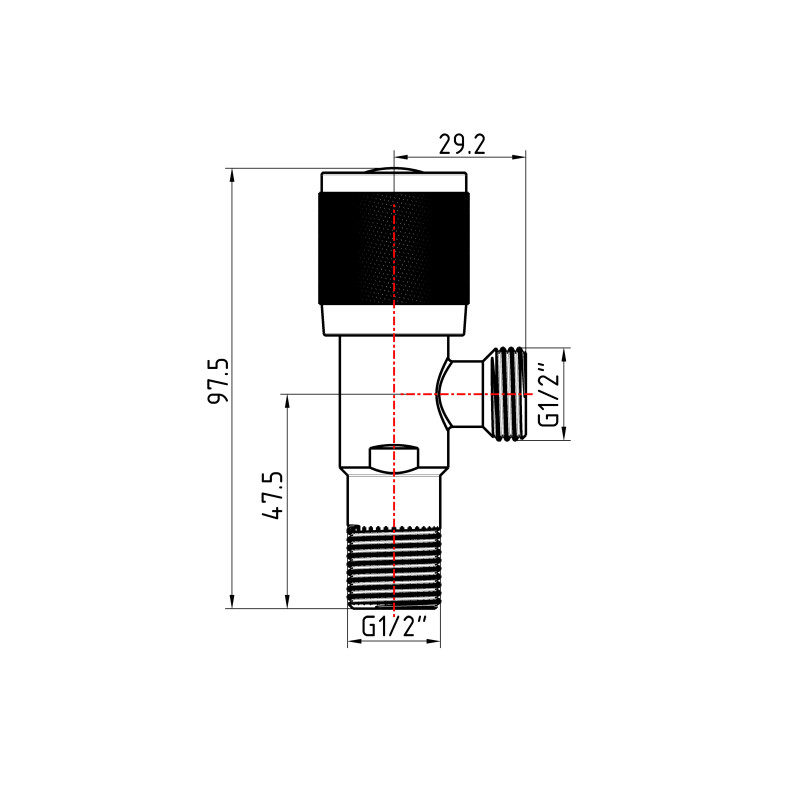 Комплект кутових кранів Thermo Alliance Standart (круг, чорний) 1/2