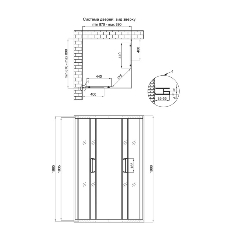 Qtap Душова кабіна Taurus BLA1099SC6 90х90 см, скло Clear 6 мм, покриття CalcLess, без піддона, чорна