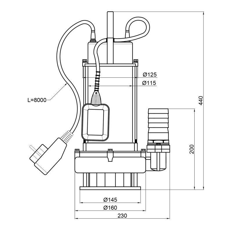 Насос фекальний Thermo Alliance WSD25-14-1,5C 1,5 кВт SD00046805