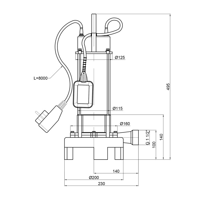 Насос фекальний Thermo Alliance WSD25-14-1,8CD 1,8 кВт SD00046807