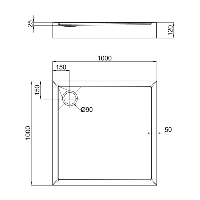 Qtap Душовий піддон Tern 301112 1000x1000x120 Білий