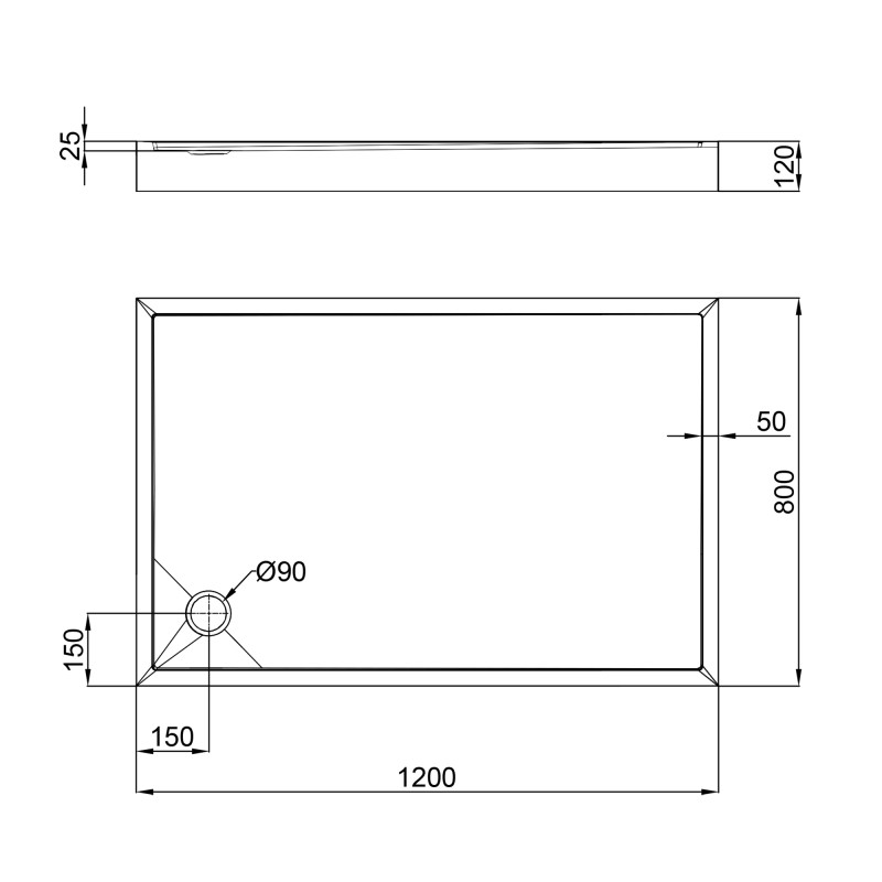 Qtap Душовий піддон Tern 3012812 1200x800x120 Білий