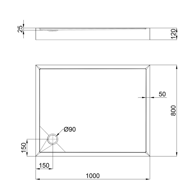 Qtap Душовий піддон Tern 301812C 100x80x12 см + сифон (TERN301812C)