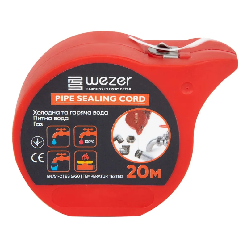 WEZER фум Ущільнююча нитка PRO 20 м нейлонова для гермет. різьб. з'єднань (TFW0001) {440/88} (TFW0001)