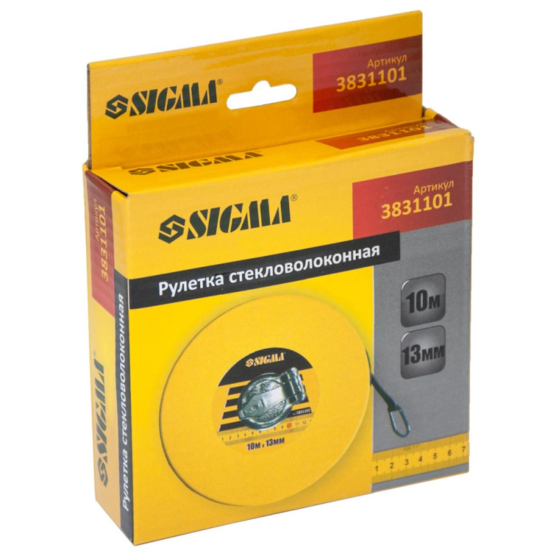 SIGMA Рулетка скловолокно 10м×13мм (3831101)