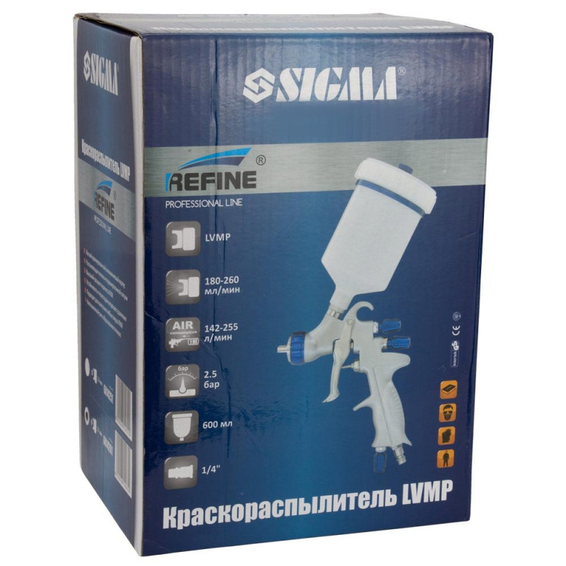 REFINE Краскораспылитель LVMP Ø1.7мм 142-255л/мин 2.5бар в/б 600мл (пласт) (6814261)