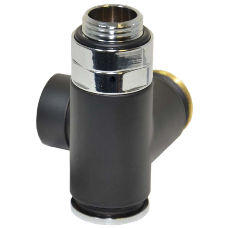 Carlo Poletti Кран відсікаючий трьохосьовий BLACK MATTE Ø1/2″x3/4″ DX (правий) COMBI CORNER (підкл. тену) (V110212E9005ODX)