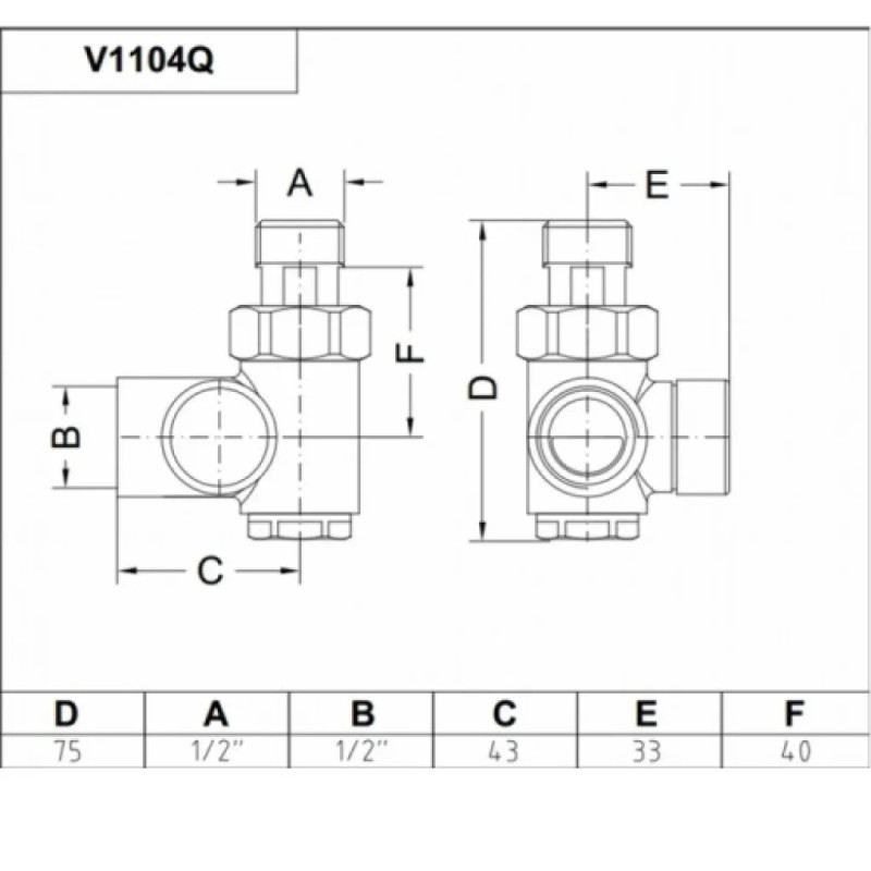 Carlo Poletti Кран відсікаючий трьохосьовий ХРОМ Ø1/2″ DX (правий) COMBI CORNER (підкл. тену) (V110410BDX)