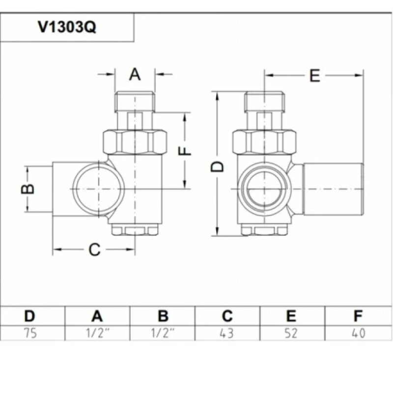 Carlo Poletti Кран-термостат трьохосьовий ХРОМ Ø1/2″ SX (лівий) COMBI CORNER (підкл. тену) (V130310BSX)