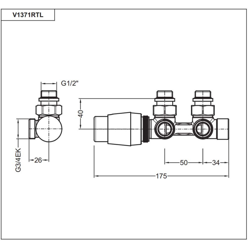 Carlo Poletti Вузол термостатичний THERMO PIASTRE НІКЕЛЬ кутовий Ø1/2″ З x 3/4″ EK 50 мм (V137112Q)