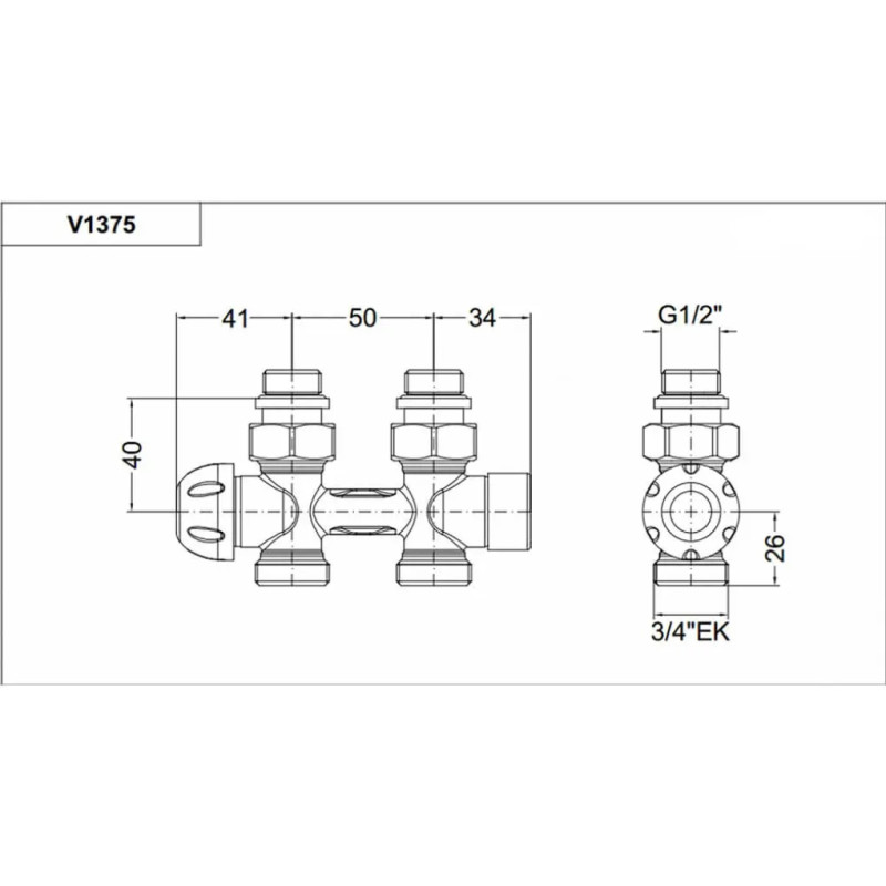 Carlo Poletti Вузол термостатичний THERMO PIASTRE НІКЕЛЬ прямий Ø1/2″ З x 3/4″ EK 50 мм (V137512Q)
