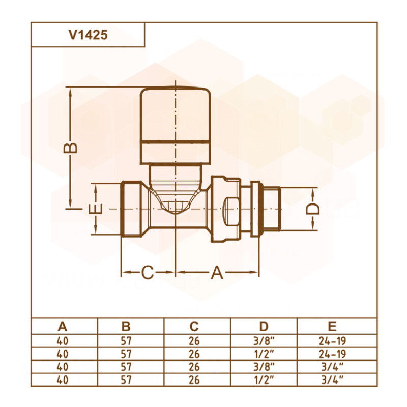 Carlo Poletti Кран-термостат прямий ХРОМ Ø1/2″ х 24-19 FIRST THERMO (V142511CB)