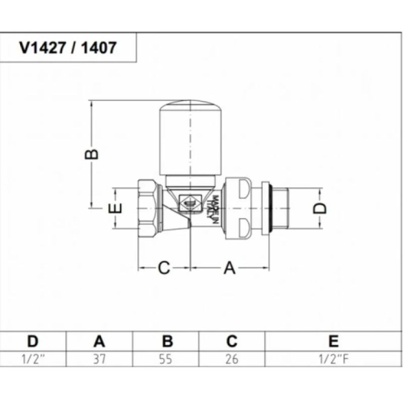 Carlo Poletti Кран-термостат прямий ХРОМ Ø1/2″ FIRST THERMO (V142710CB)