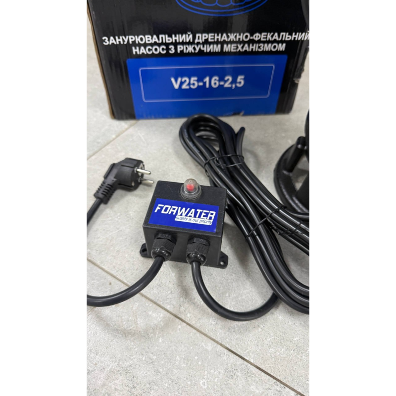 FORWATER насос V25-16-2.5 FORWATER дренажно-канализационный + ФРЕЗА + поплав. (2,5 кВт, H=14м, Qmax=16м³/год, штуцер 50 мм) {1} (V25-16-2.5)