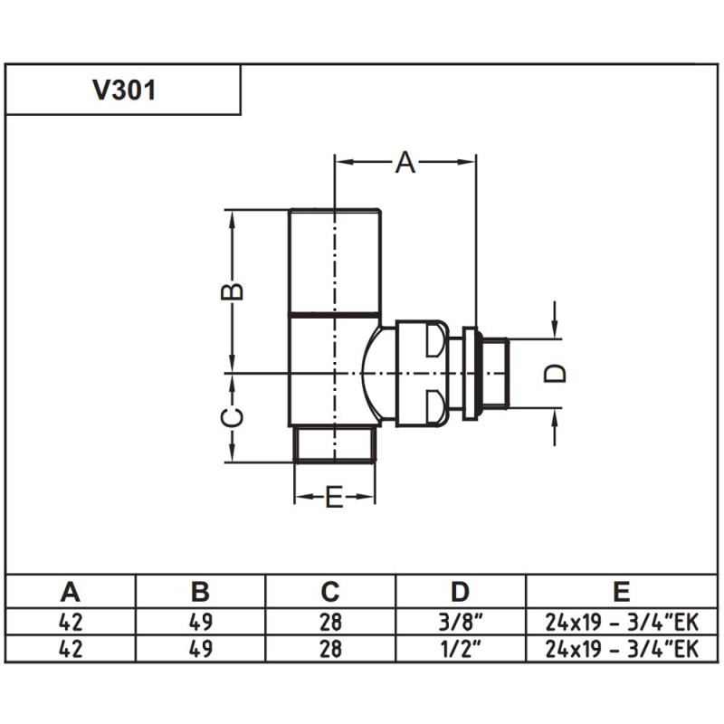 Carlo Poletti Кран радіаторний кутовий ХРОМ Ø1/2″ х 24-19 CYLINDER (V30110B)