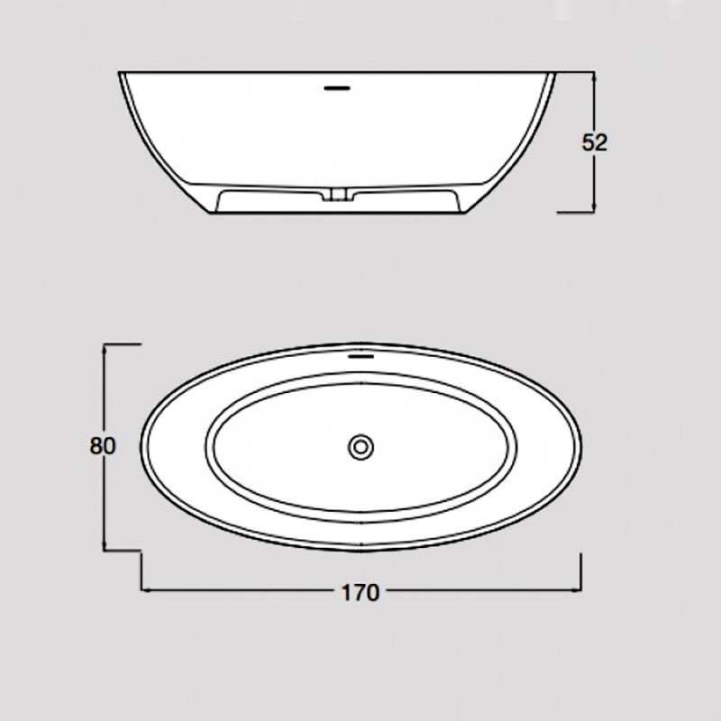 TREESSE V307BO CAREZZA Ванна зі штучного каменю 170 x 80 x 52h, білий матовий