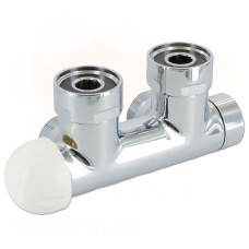 Carlo Poletti Вузел термостатичний TWIN F THERMO ХРОМ кутовий ЛІВИЙ Ø3/4″ F (пласке ущільнення) x 3/4″ EK 50 мм (V37310BSX)