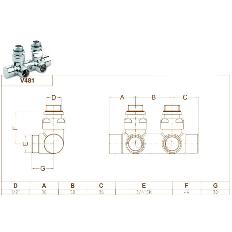 Carlo Poletti Вузел відсікаючий TWIN BRUSH SILVER кутовий Ø1/2″ З x 3/4″ EK 50 мм (V48110JSB)