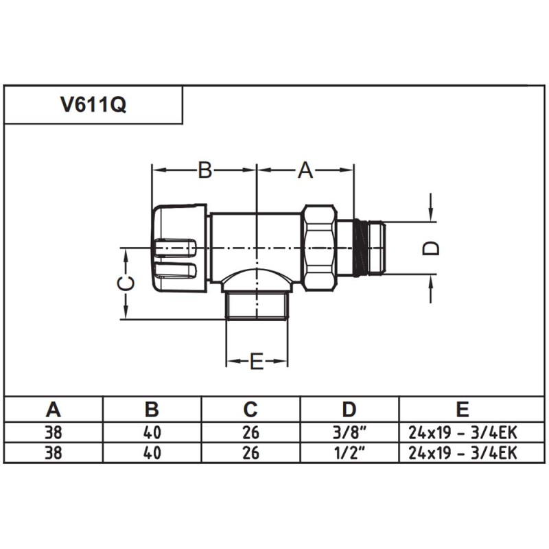 Carlo Poletti Кран-термостат реверсивний БІЛИЙ Ø1/2″ x 24-19 REVERSA-THERMO (V61111EF)