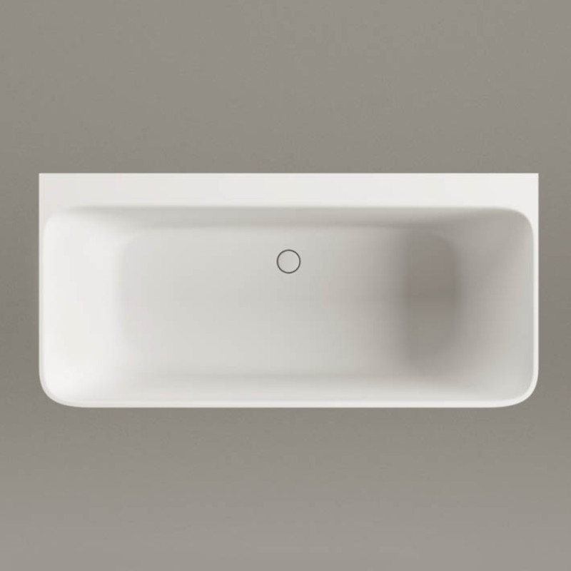 PAA VAQUAWAS/00 QUADRO WALL Ванна пристінна 160см з литого (штучного) каменю Silkstone, з інтегрованим сифоном, колір білий мат