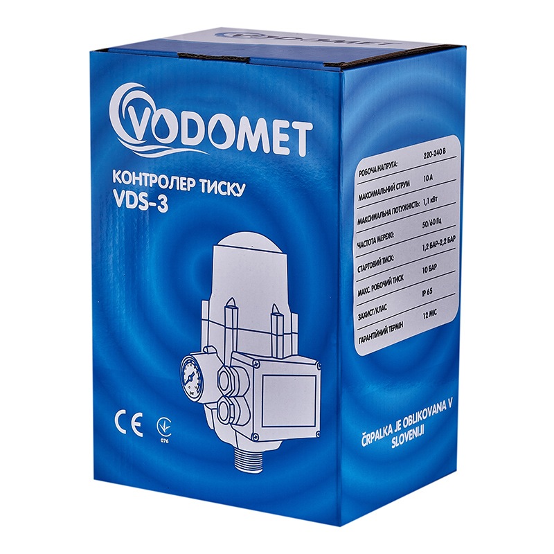 Контролер тиску Vodomet VDS-3 електронний для насоса до 1,1кВт, кутовий 1