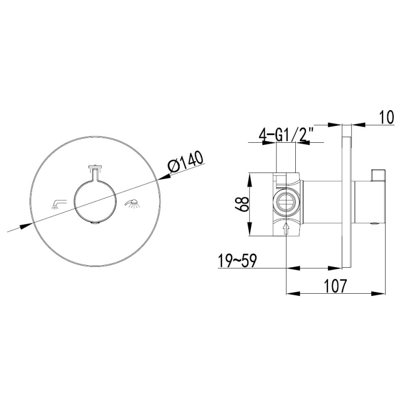 IMPRESE Zamek запорний/перемикаючий вентиль (3 користувача), форма R, (VR-151031)