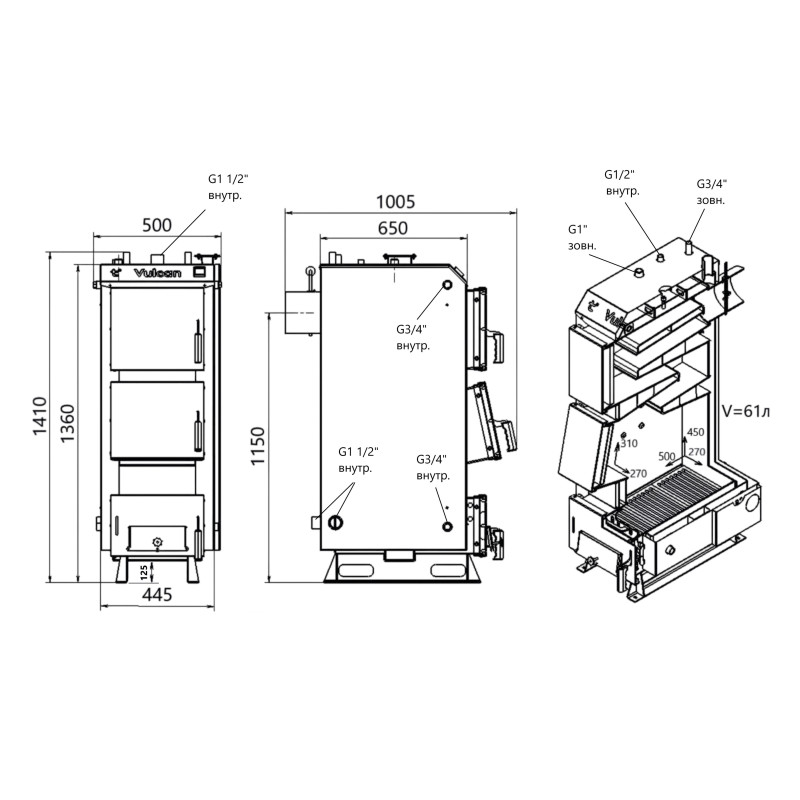 Котел твердопаливний сталевий Thermo Alliance Vulcan V 5.0 SF 15 SD00054027
