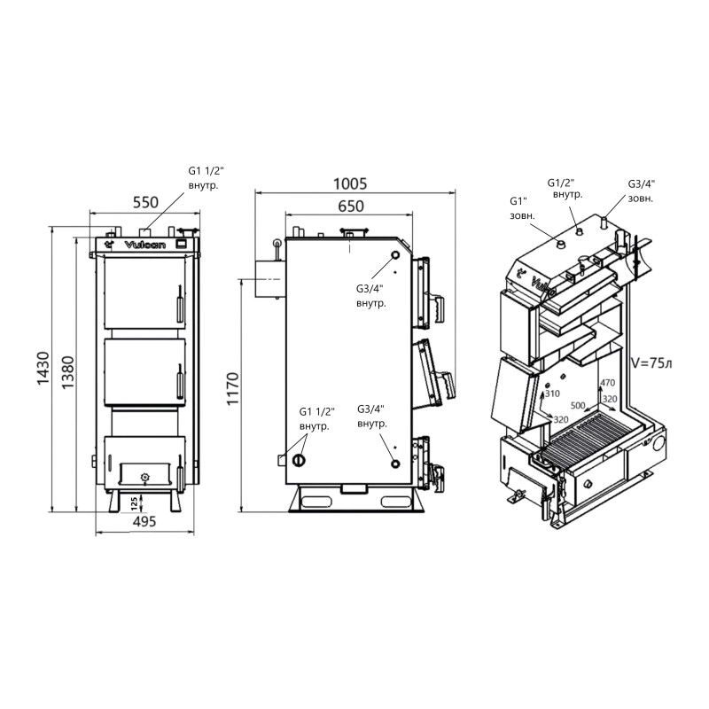 Котел твердопаливний сталевий Thermo Alliance Vulcan V 5.0 SF 18 SD00054031