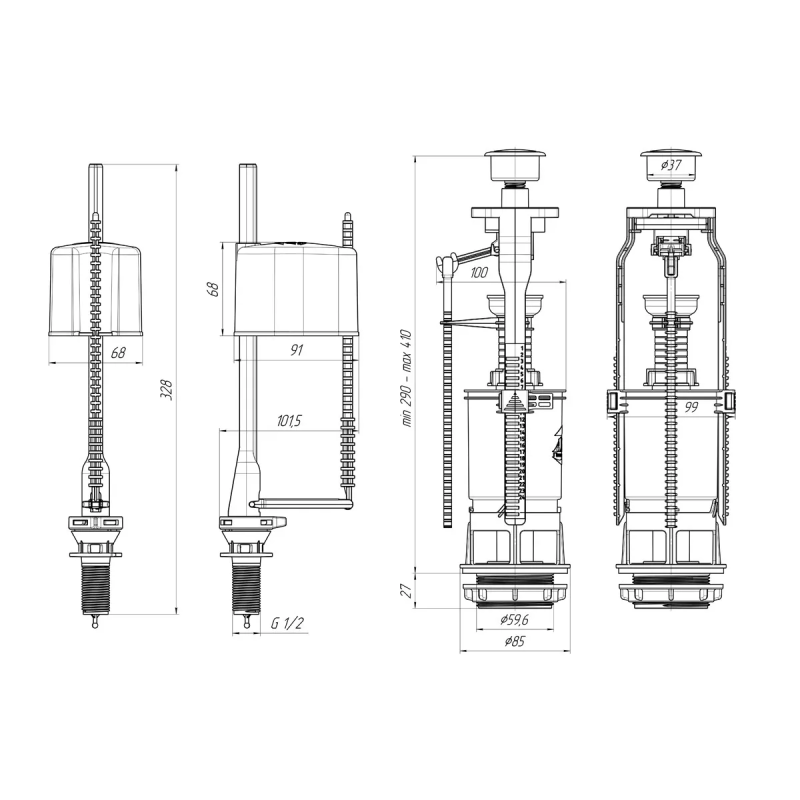 ANI-plast Набір для бачка унітазу WC6550M із нижнім підведенням G1/2