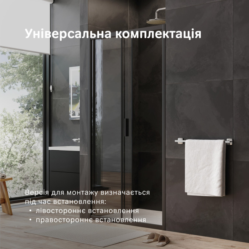 Двері душові 100х195, скло прозоре, профіль чорний матовий AM.PM Gem W90UG-100-1S-195BT