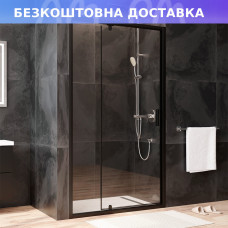 Двері душові 110х195, скло прозоре, профіль чорний матовий AM.PM Gem W90UG-110-1P-195BT
