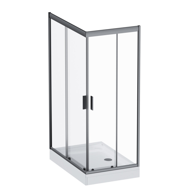 Душове огородження Square Slide AM.PM Gem 120×80 см, прозоре скло, чорний матовий профіль W90UG-403-120280-BT