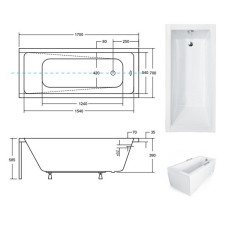 Ванна прямокутна BESCO Modern 170/70 (соло) без ніг #WAM-170-MO