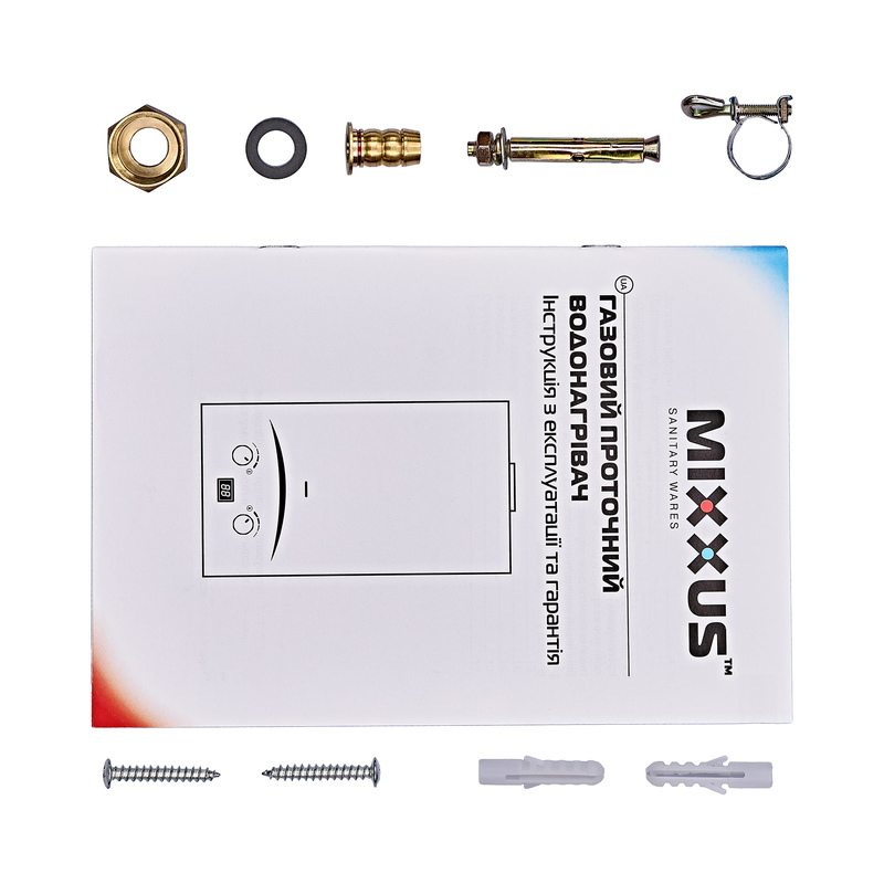 Газова колонка MIXXUS GWH-0110 BASIC WHITE димохідна 10 л/хв (колір білий) (WH0022)
