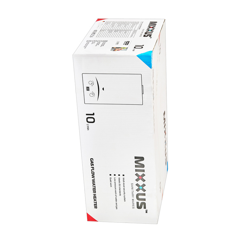 Газова колонка MIXXUS GWH-0310 BASIC GLASS димохідна 10 л/хв (панель зі скла з малюнком) (WH0024)