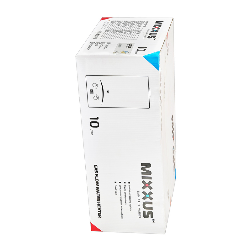 Газова колонка MIXXUS GWH-0610 BASIC GLASS димохідна 10 л/хв (панель зі скла з малюнком) (WH0027)