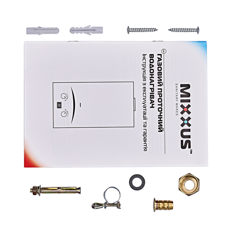Газова колонка MIXXUS GWH-0610 BASIC GLASS димохідна 10 л/хв (панель зі скла з малюнком) (WH0027)