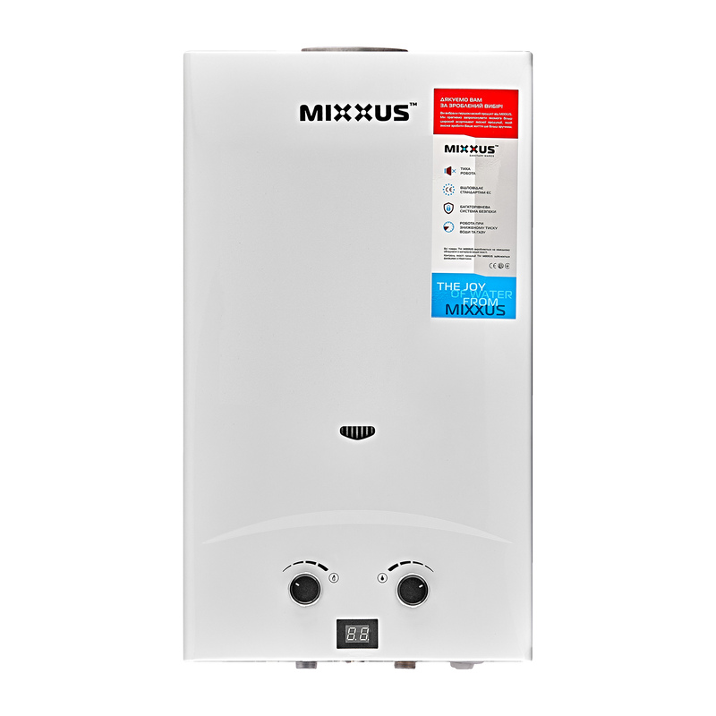 Газова колонка Mixxus GWH-0112 BASIC WHITE димохідна 12 л/хв (WH0029)